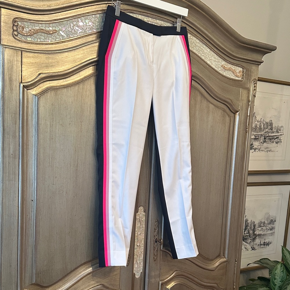 G/FORE White Pants with Pink and Black Stripes